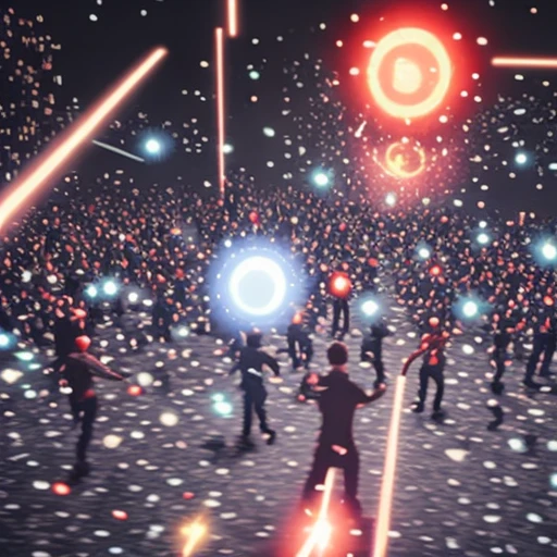 a crowd running toward a glowing hole, 3d mobile game render, soft lighting, mobile game a